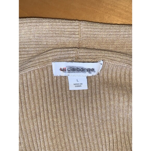 Liz Claiborne Beige Open Front Knit Cardigan Sweater Size LARGE - Picture 13 of 13